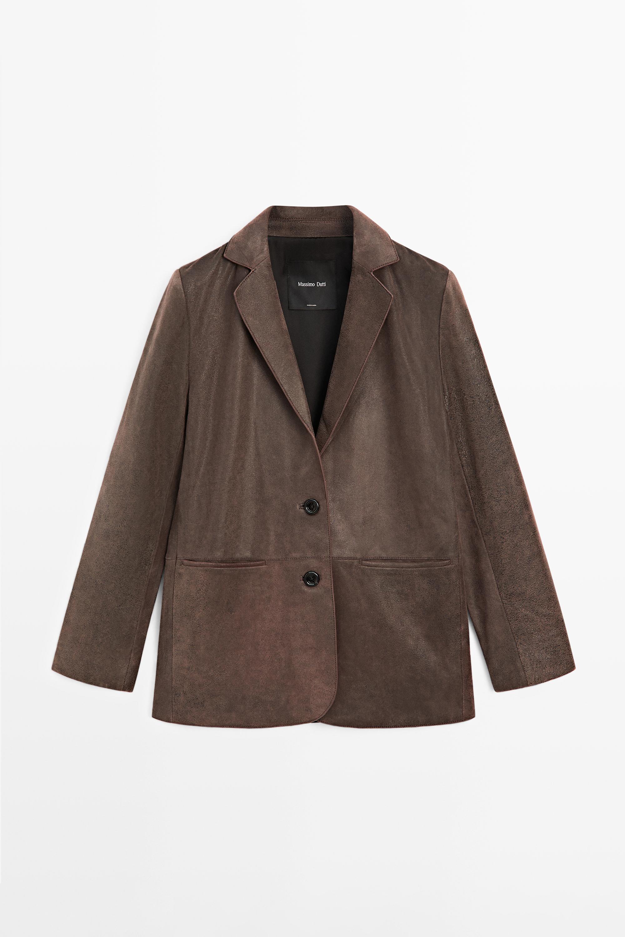 Blazer revers 100% cuir daim